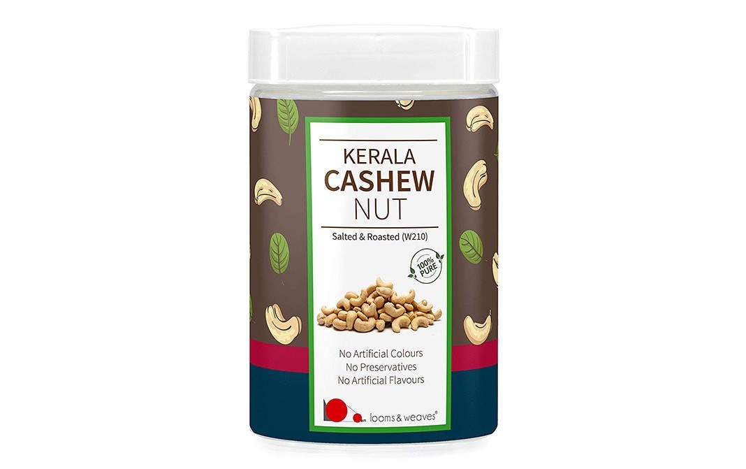 Looms & Weaves Kerala Cashew Nut, Salted & Roasted (W210)   Jar  250 grams